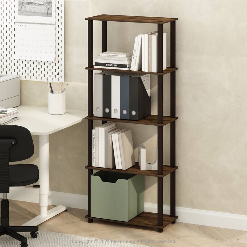 3 Tiers Wood Household Shelving Unit in Walnut (11.6 in. W x 23.6 in. H x 11.6 in. D), Set of 2