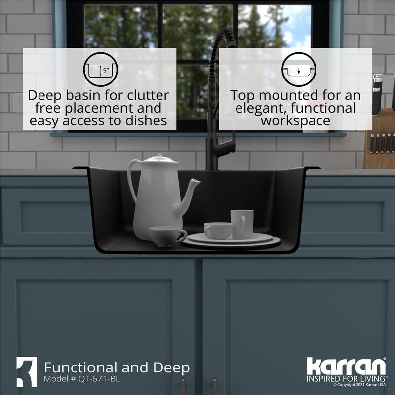 Karran Drop-in Quartz Single Bowl Kitchen Sink