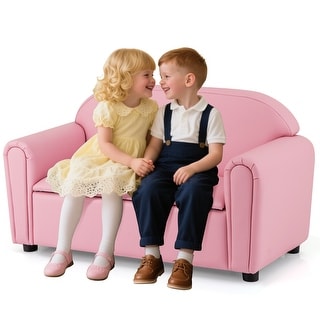 Gymax Kids Sofa Armrest Chair Lounge Couch Wood Construction Storage