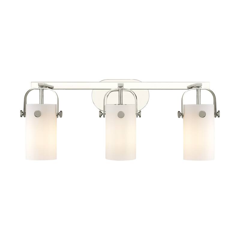 Innovations Lighting 423-3W-11-25 Pilaster II Cylinder Vanity Pilaster - Polished Nickel / Matte White