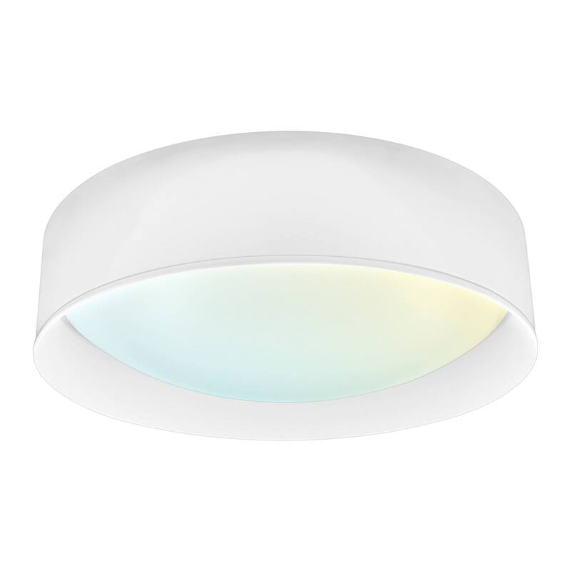 LUXRITE 17-Inch LED Flush Mount Light, 5CCT, 2420 Lumens, 34W, CRI 90, Dimmable, Interchangeable Canopy White & White - Color Selectable 27K/30K/35K/40K/50K