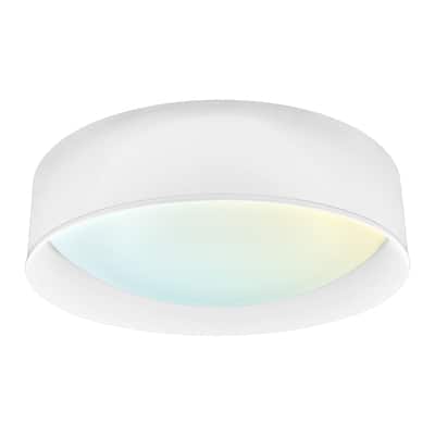 LUXRITE 17-Inch LED Flush Mount Light, 5CCT, 2420 Lumens, 34W, CRI 90, Dimmable, Interchangeable Canopy White & White