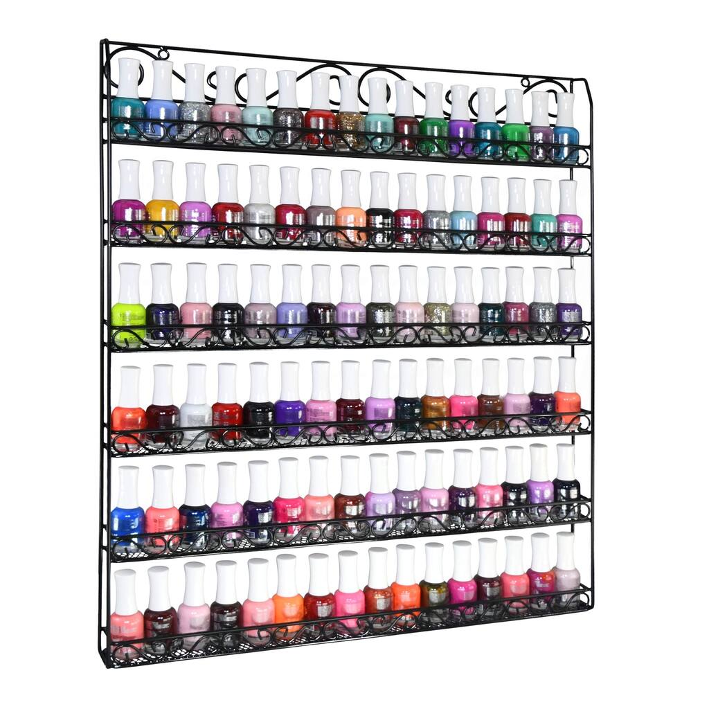 AMT 6 TIER Metal Nail Polish Racks,Fit Up To 108 BOTTLES,Black Wall Mounted, Display,Young Living Essential Oils Organizer