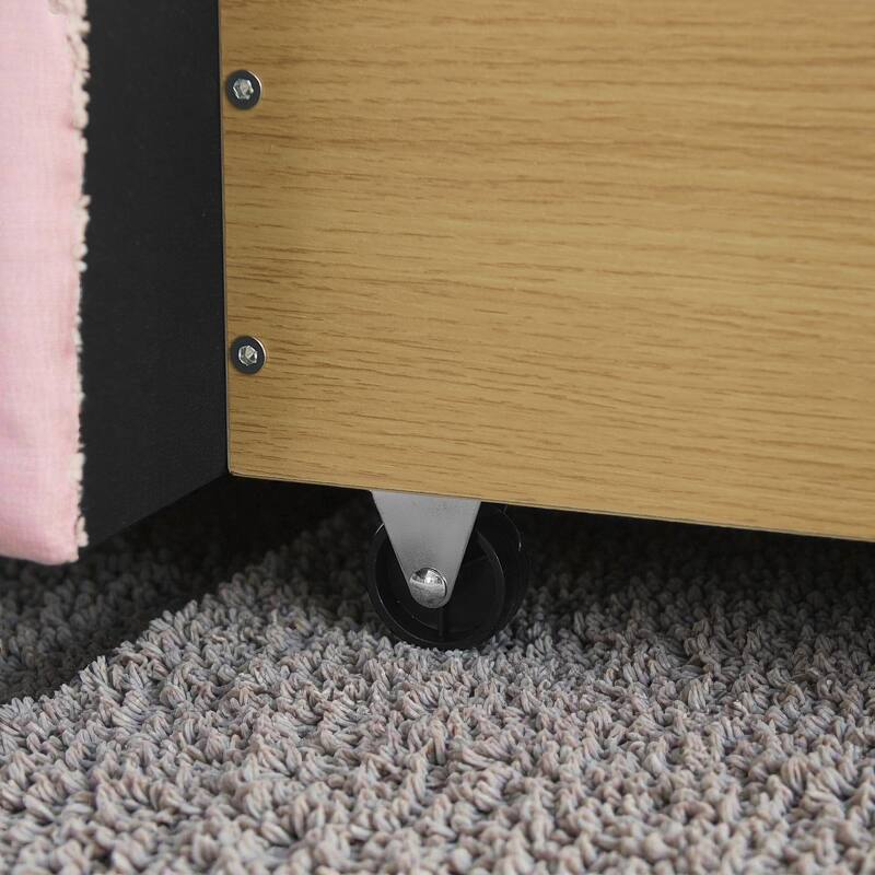 Upholstered Bed Frame with Tall Curved Headboard and Storage Drawers, Modern Minimalist Platform Bed No Box Spring