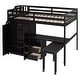preview thumbnail 23 of 25, Full Size Loft Bed with Stairs, Bookshelf, Desk & Wardrobe - Space-Saving Multifunctional Furniture for Kids & Teens-White