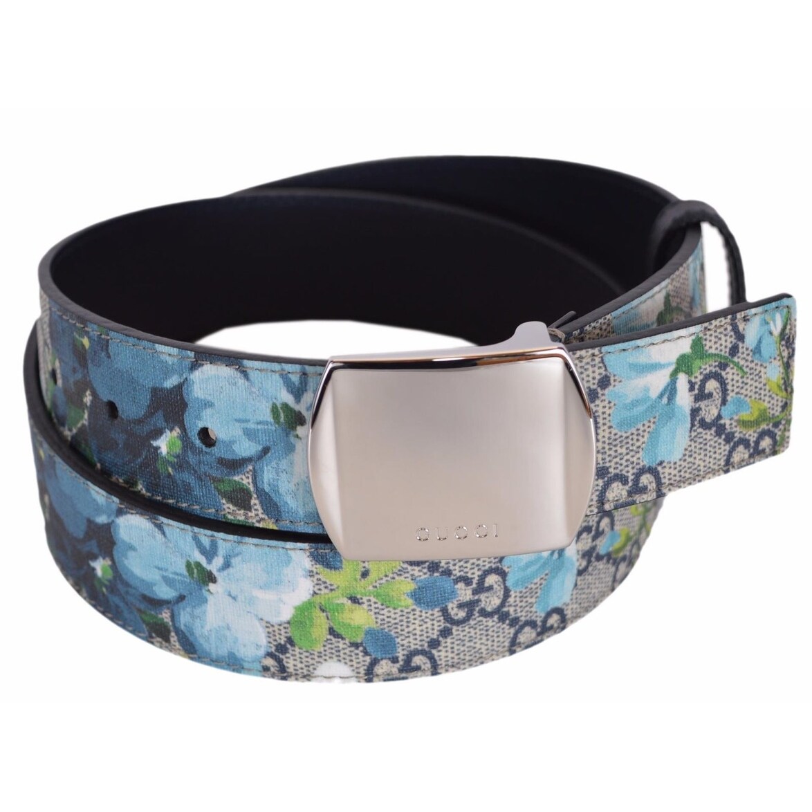 gucci belt with blue flowers
