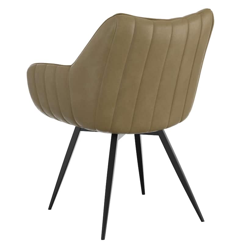Modern Faux Leather & Metal Swivel Dining & Accent Chair