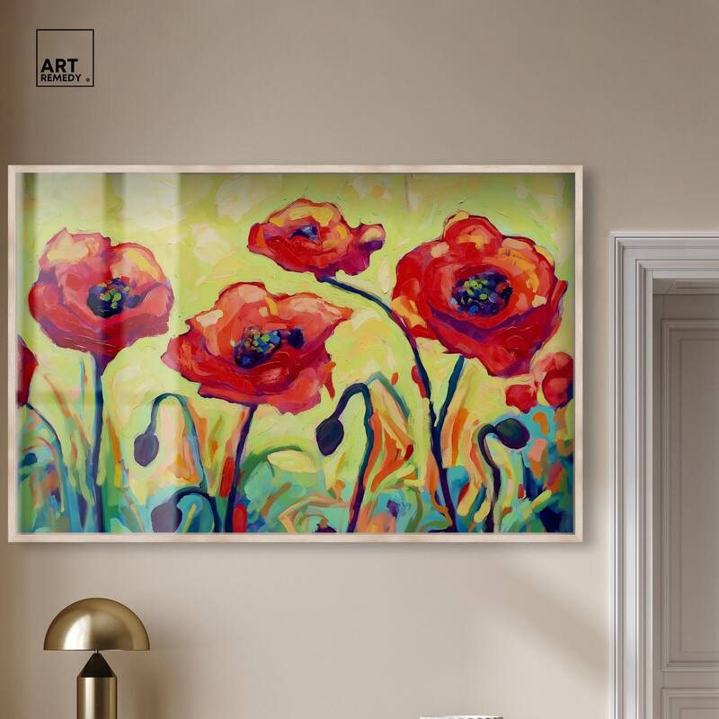 Red Poppy Field II Shadowbox by Art Remedy
