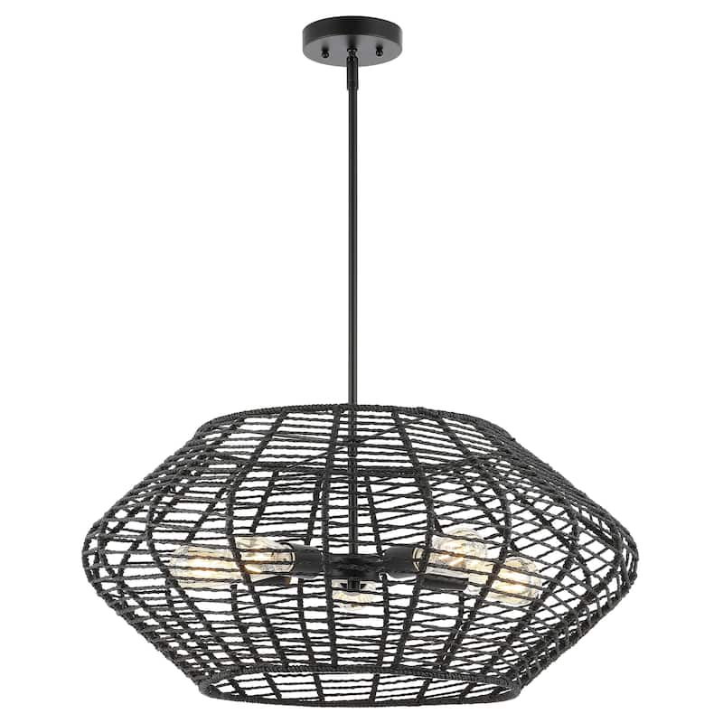 SAFAVIEH Lighting Santoshi 5 Light 28" Pendant - 28" x 28" x 20-50" - withD/H - Black - 28Wx28Dx50H