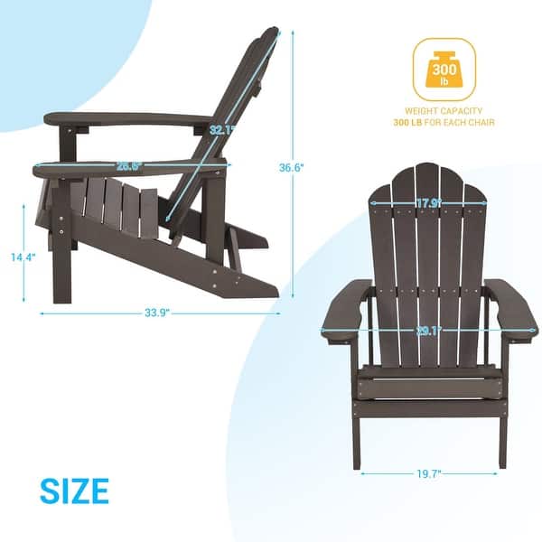 dimension image slide 3 of 10, Bonosuki Weather-resistant Outdoor Adirondack Chairs (Set of 2)