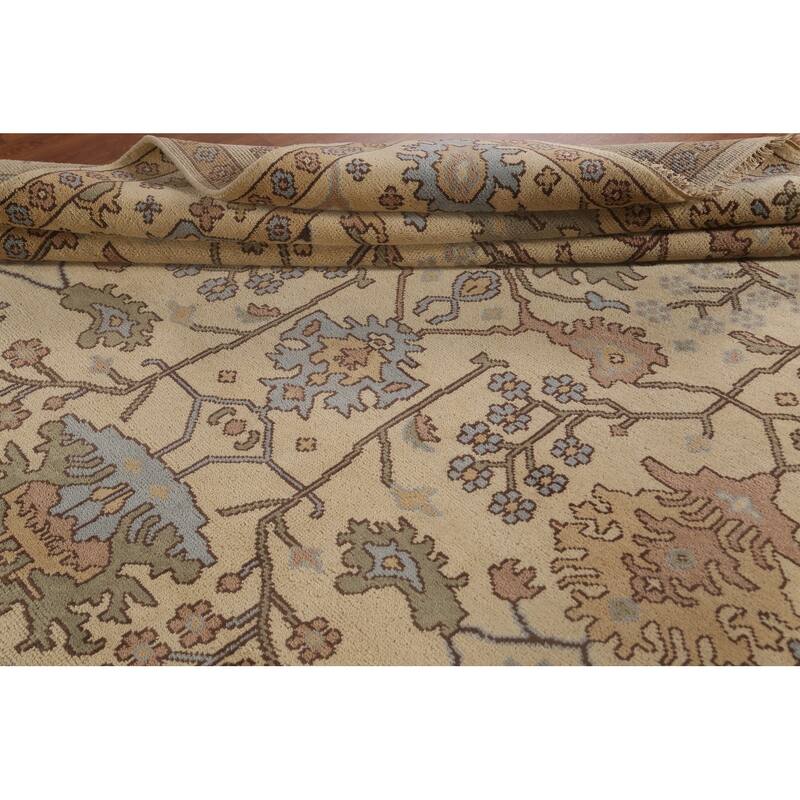 All-Over Oushak Oriental Area Rug Handmade Wool Carpet - 9'1" x 11'6"