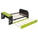 preview thumbnail 9 of 14, Full Size Wood Daybed with Twin Size Trundle,Desk and USB,Green