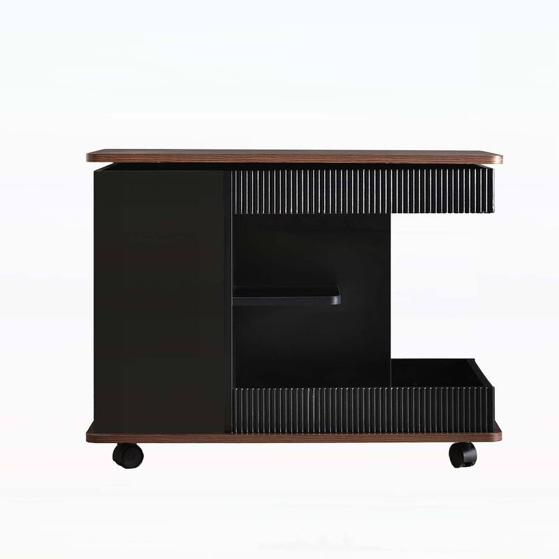 Modern Multifunctional Sofa Side Table with Lift-Top,360° Rotating Top and Storage Space for Living Room