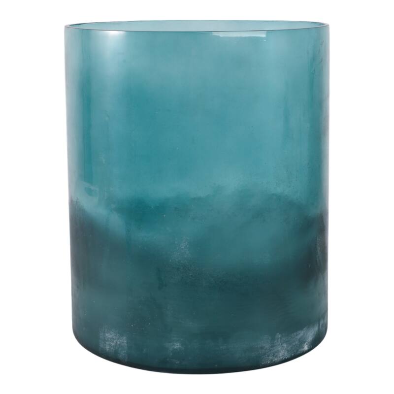Glass Frosted Bottom Hurricane Candle Holder - Blue