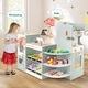 preview thumbnail 2 of 4, Kids Grocery Store Playset Wooden Play Store w/ Checkout Counter