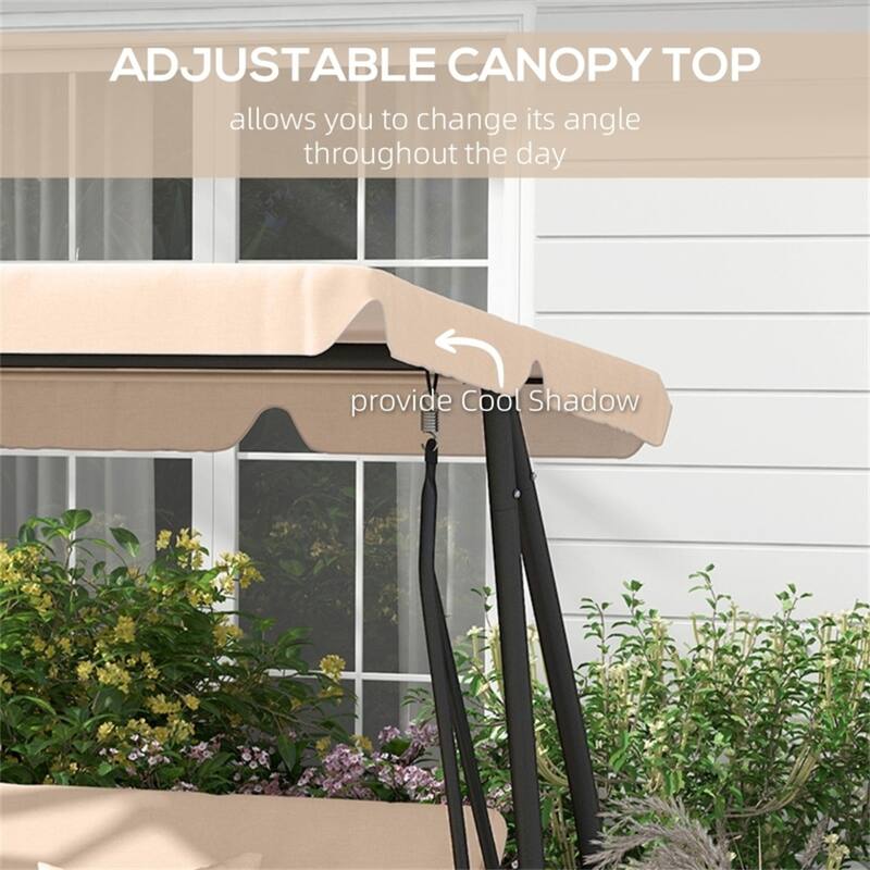 Freestanding Patio Swing for 3 Adults with Adjustable Canopy - 78.75" L x 47.25" W x 64.5" H