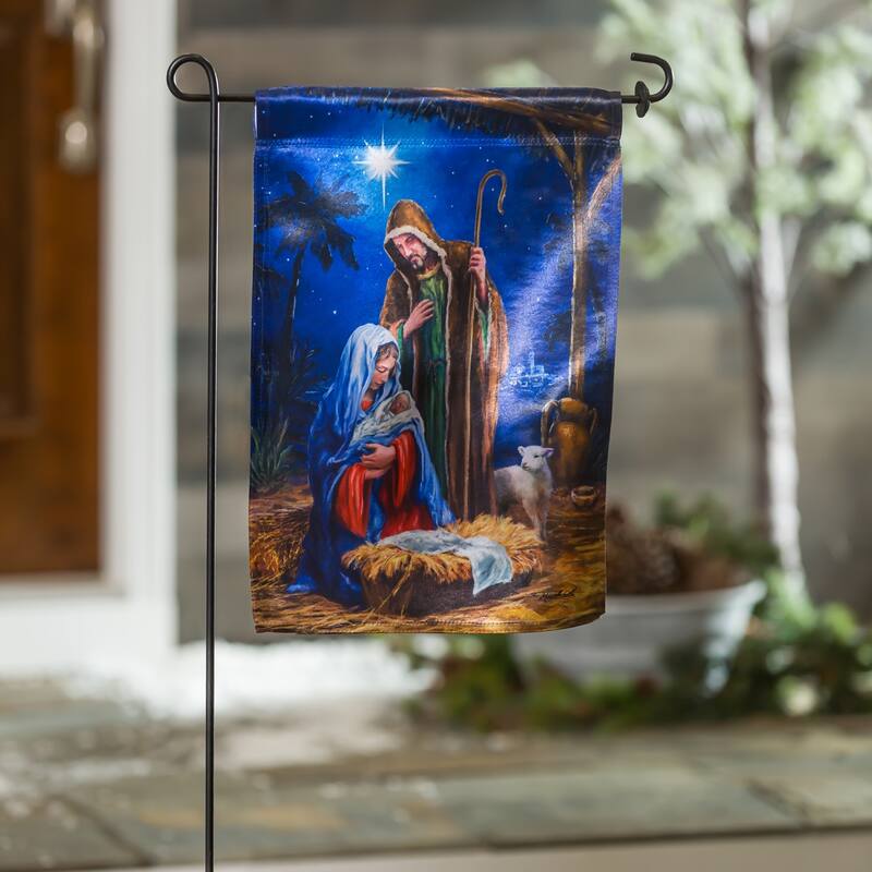 Holy Night Nativity Garden Lustre Flag - Multi - Color