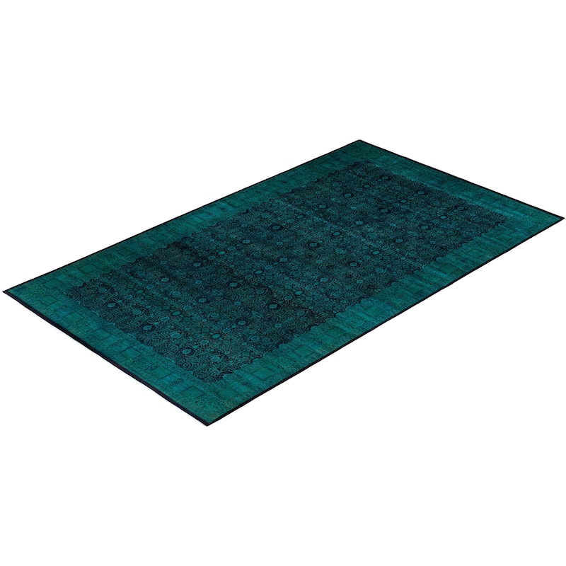 Overdyed, One-of-a-Kind Hand-Knotted Area Rug - Blue - 10' 2" x 17' 8"