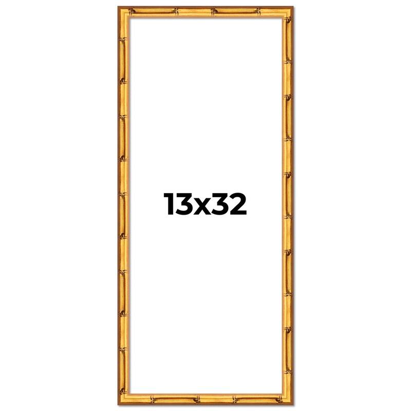 13x32 Frame Gold Bamboo Picture Frame Modern Photo Frame Includes UV Acrylic Shatter Guard Front Acid Free Foam Backing Board
