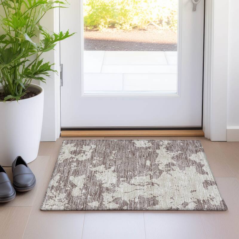 Premium Washable Super Soft Absstract Contempo Mayfield Rug - Taupe - 1'8" x 2'6"