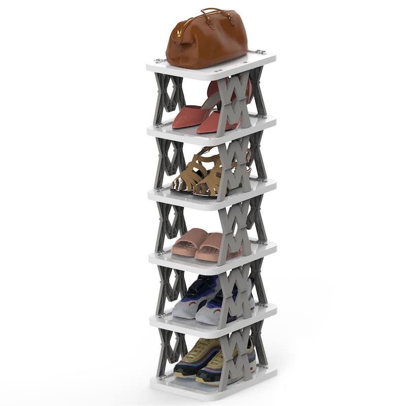 6 Tier Foldable Shoe Rack Vertical Shoe Organizer