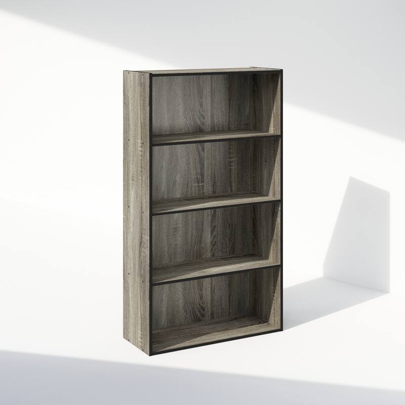 41.7 in. Tall Oak Wood 4-Shelf Bookcase