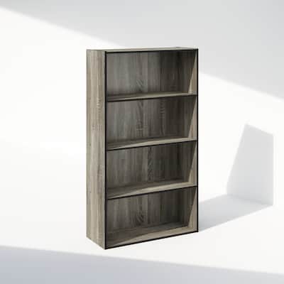 41.7 in. Tall Oak Wood 4-Shelf Bookcase