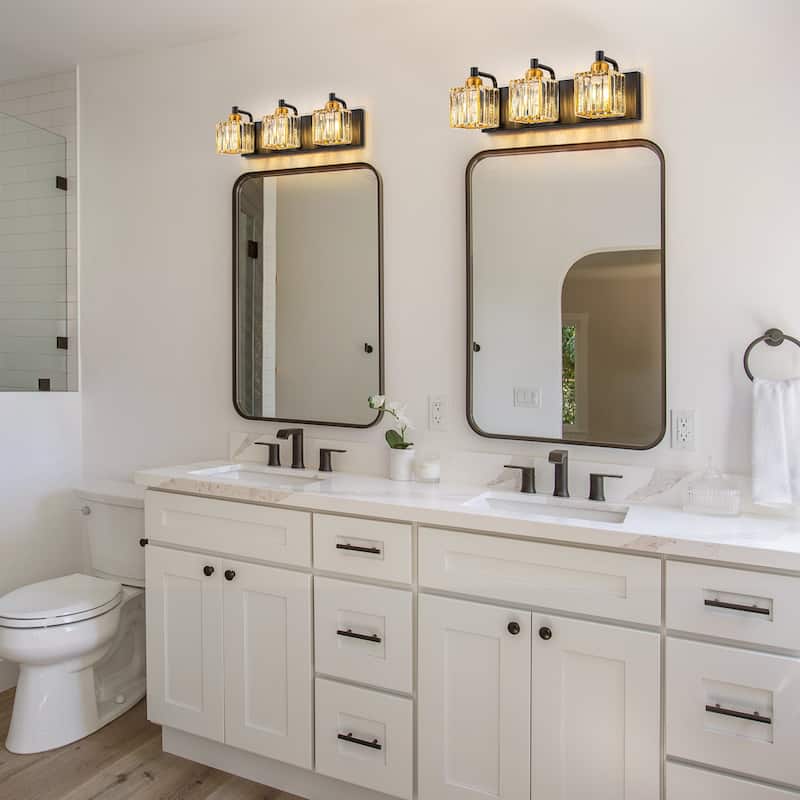 Dimmable Square Bathroom Crystal Vanity Light Wall Sconces