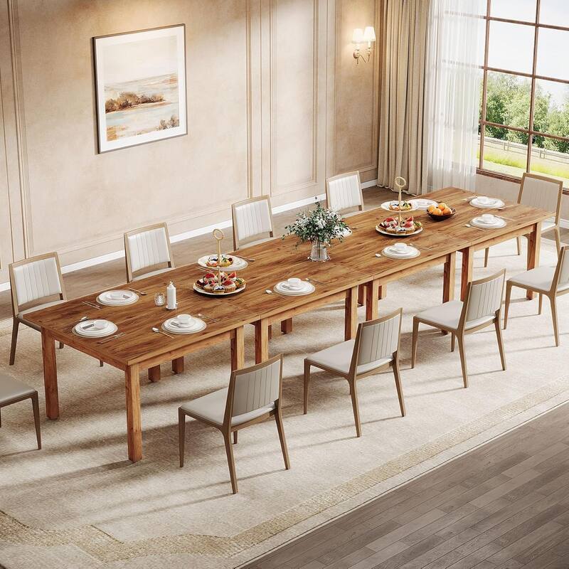 Square Wood Dining Table, Farmhouse Kitchen Table for Living/Dining Room