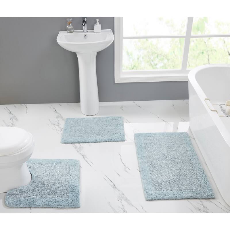 Better Trends Bath Rugs 100% Cotton Soft Water Absorbent Chenille Bathroom Rug for Shower, Sink Mats Edge Collection