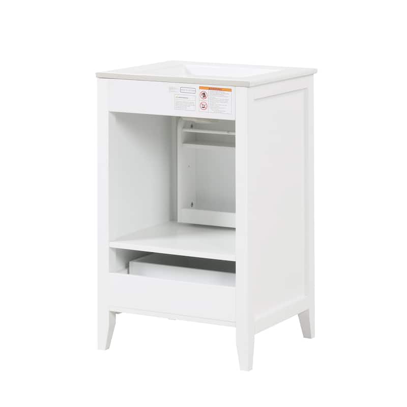 Bathroom Vanity with Sink, Free Standing Bathroom Vanity, Bathroom Cabinet with Soft Closing Door, Storage Rack & 1 Drawer