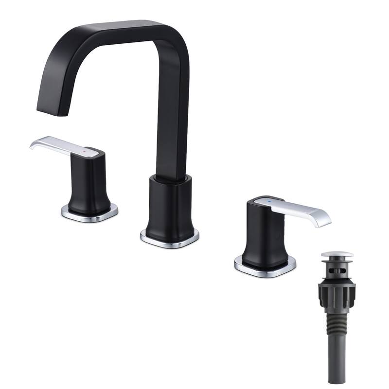 8 Inch Widespread Bathroom Faucet with Pop-up Drain Assembly 3 Holes Brass Modern Bathroom Sink Vanity Basin Faucets