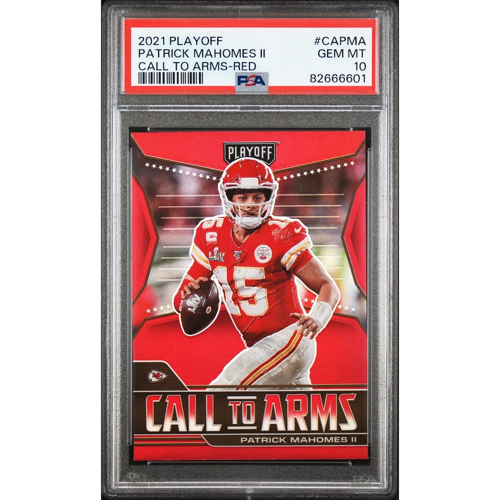 Patrick Mahomes 2021 Panini Playoff Call to Arms Red Card #CAPMA Graded PSA 10 - 8'6" x 11'6"