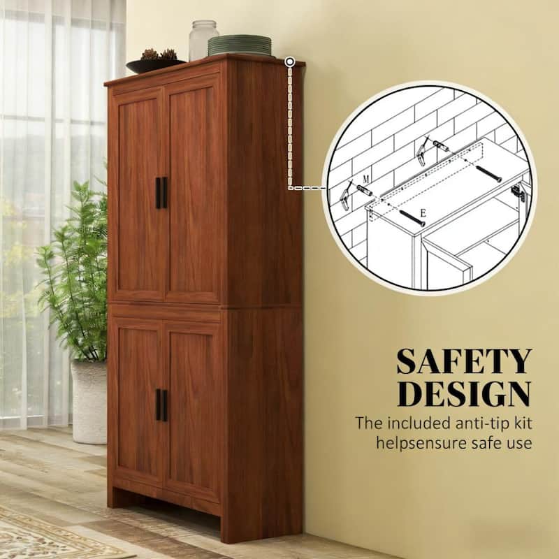 Rossetta Contemporary Chic Freestanding Kitchen Pantry Storage Cabinet with Adjustable Shelves and Back Anti-tipping Strap