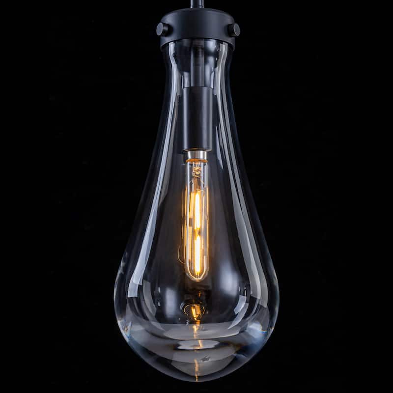 Starsky 1-Light Teardrop Modern Clear Raindrop Glass Pendant