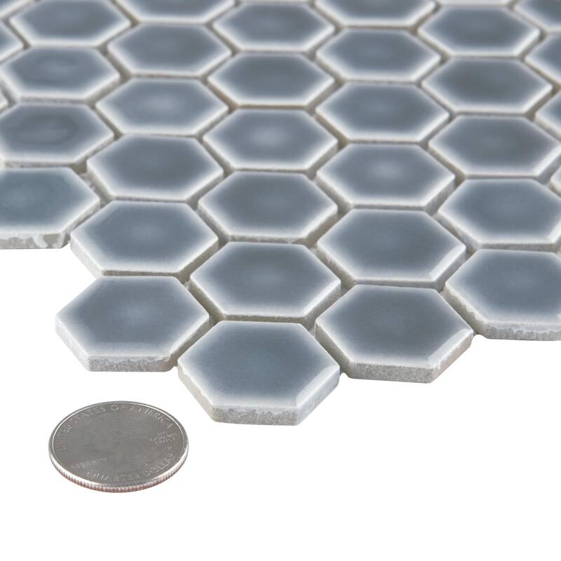 Merola Tile Hudson 1" Hex Imperial Grey 11-7/8" x 13-1/4" Porcelain Mosaic Floor and Wall Tile