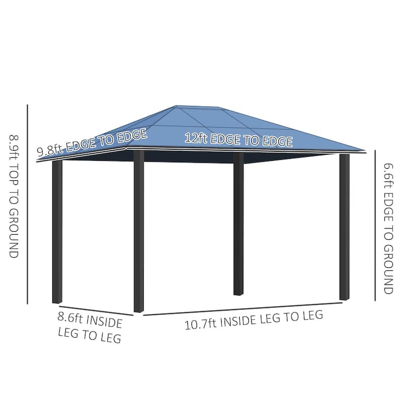 Outsunny Outdoor Steel Hardtop Party Gazebo Tent Canopy Cover