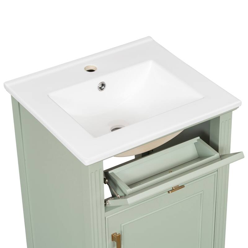 20" Bath Vanity, Engineered Wood, Tilt Out Drawer, Space Saving