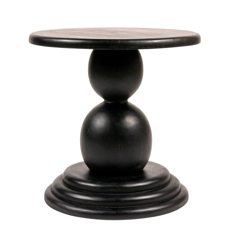 Mango Wood Bulbed Pedestal End Table - 18.0"L x 18.0"W x 18.0"H