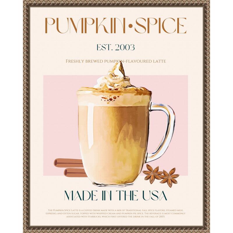 Autumn Latte Delight by Nazma Khokhar (16 x 20 in.), Framed Canvas Wall Art Print