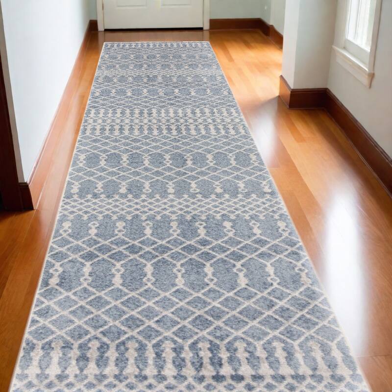 Peza Power Loomed Low Pile Area Rug By HomeRoots - 120' X '26' X '0.25 - 120' X '26' X '0.25 - Oxford Blue - Runner