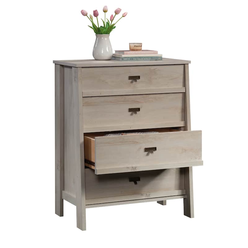 Engineered Wood Farmhouse 4-Drawer Chest, Gray