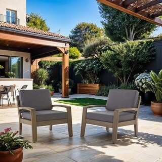 Quim Outdoor Club Chair, Shutter Slat Panel, Gray Acacia Wood, Gray Fabric By Casagear Home