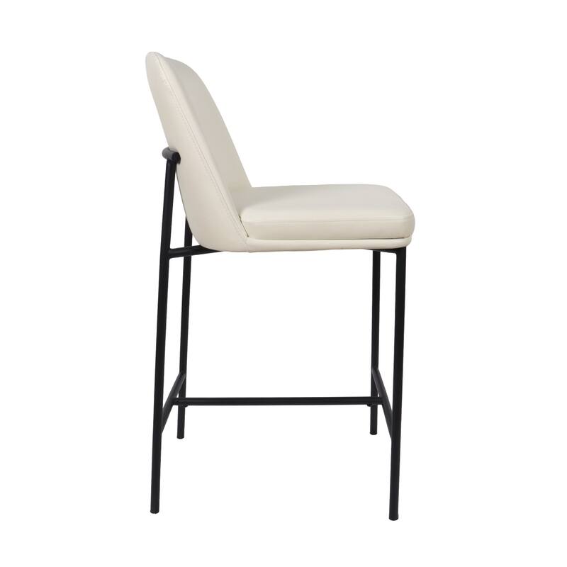 Manhattan Comfort Loft Vegan Leather Metal Counter Stool - Set of 2