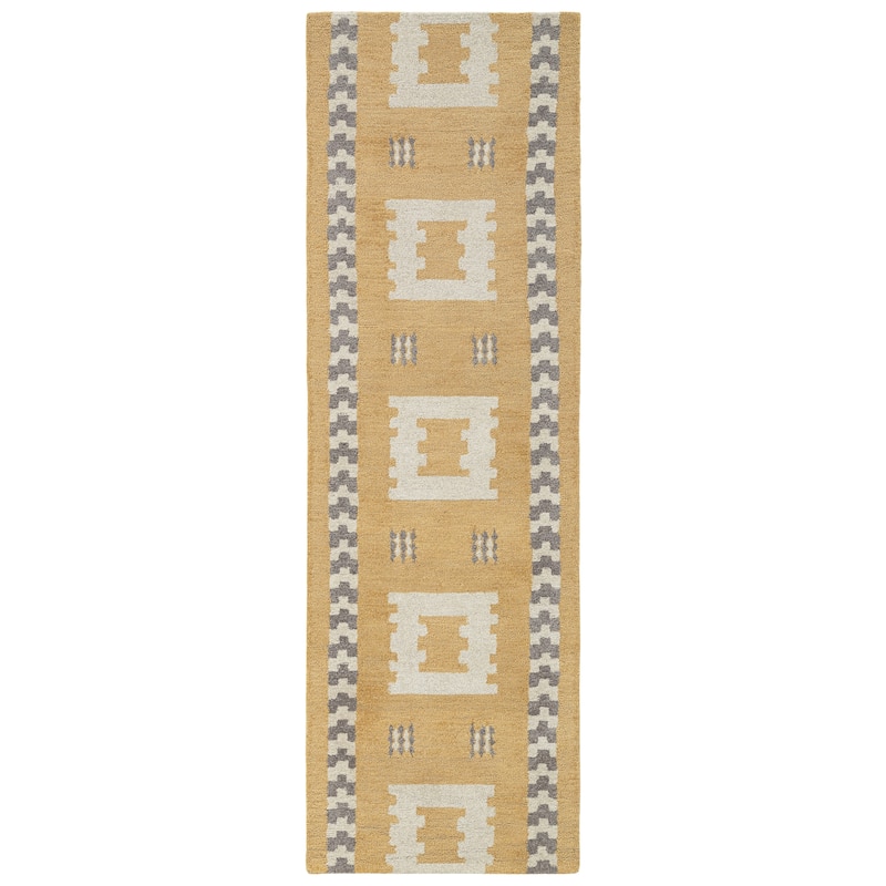 Terra by Obeetee Freya Freya Gold Rug - Straw Stripe - 2'6" x 8'