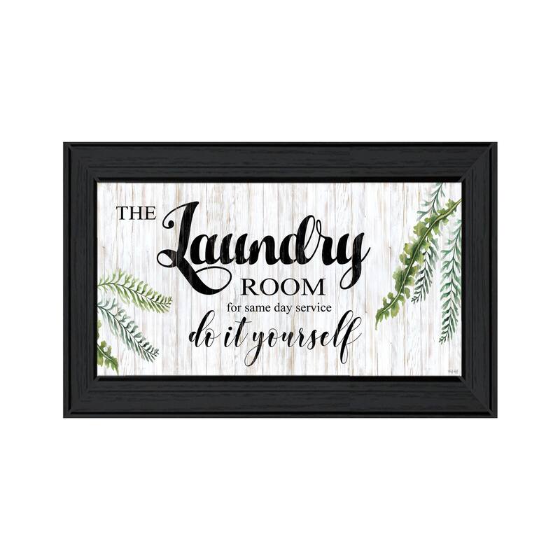 TrendyDecor4U Contemporary "The Laundry Room-Same Day Service" Framed Print Wall Art - Charcoal
