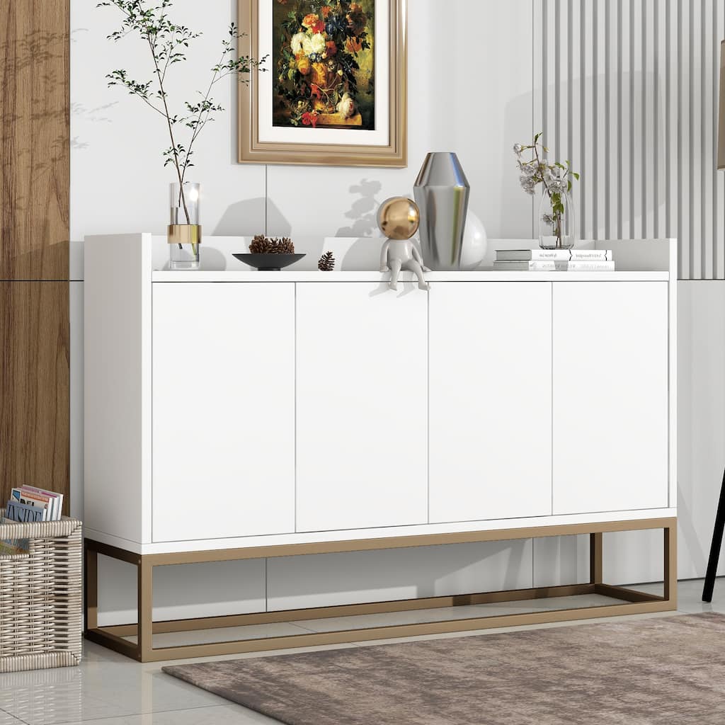 Sideboard Cabinet with 4 Doors, Buffet Cabinet with Adjustable Shelves, Kitchen Storage Cabinet with Metal Legs