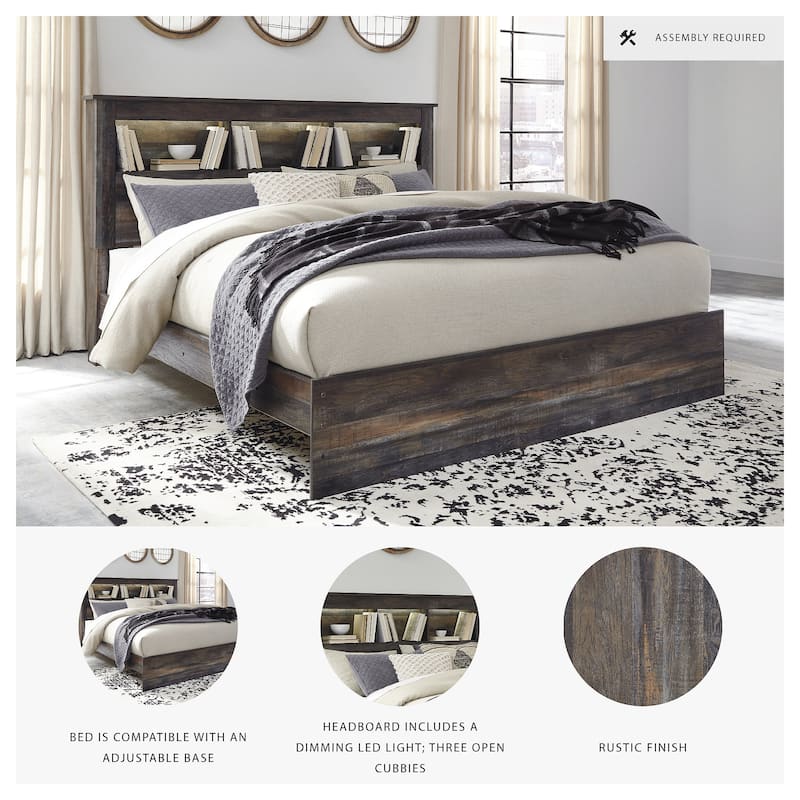 Drystan Rustic Brown Bookcase Bed