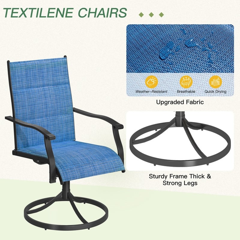 Patio Dining Set, Outdoor Dining Table and Chairs Set with Textilene Chairs, Adjustable Umbrella Hole for Garden, Backyard