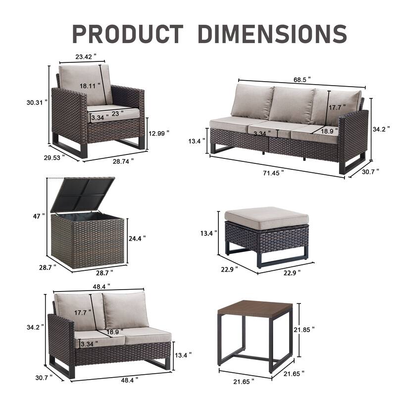 Gymojoy 9-11 Person All-Weather Wicker Outdoor Conversation Set Seating Group With lounge Chairs And Ottomans